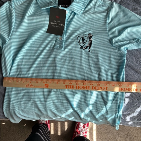 Clubhouse Customs Collection NEW with Tags 2017 Bright Blue Striped Golf Polo L - Picture 10 of 12